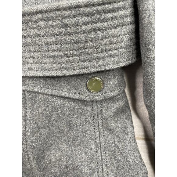 Kenneth Cole Coat Womens Sz 8 Gray Belted Wool Blend Trench Coat Satin Lined - Picture 3 of 15